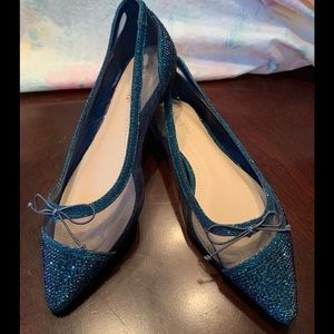 Bamboo - Teal Green Sparkly shoe string flats